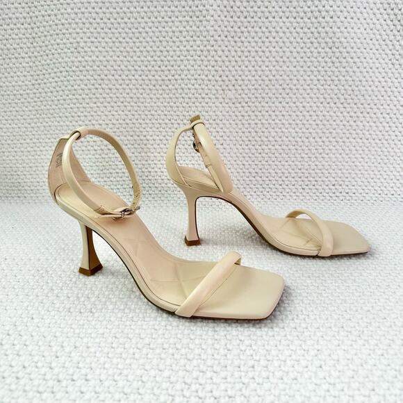Zara Shoes - Zara Bone Ivory Squared Toe Single Strap Bloggers Favorite Sandals NWOT 38